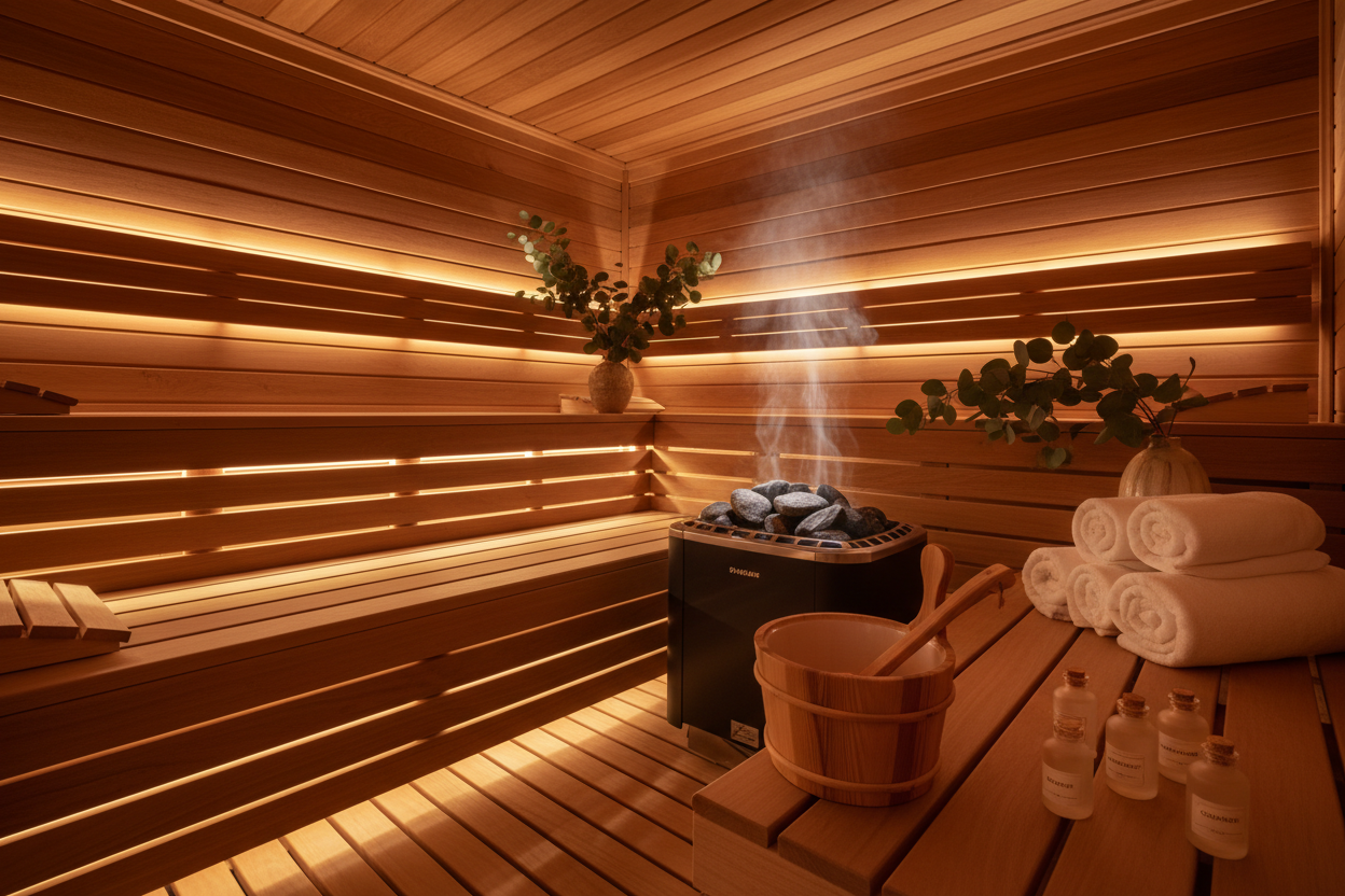 make me a image that makes people want to shop sauna products